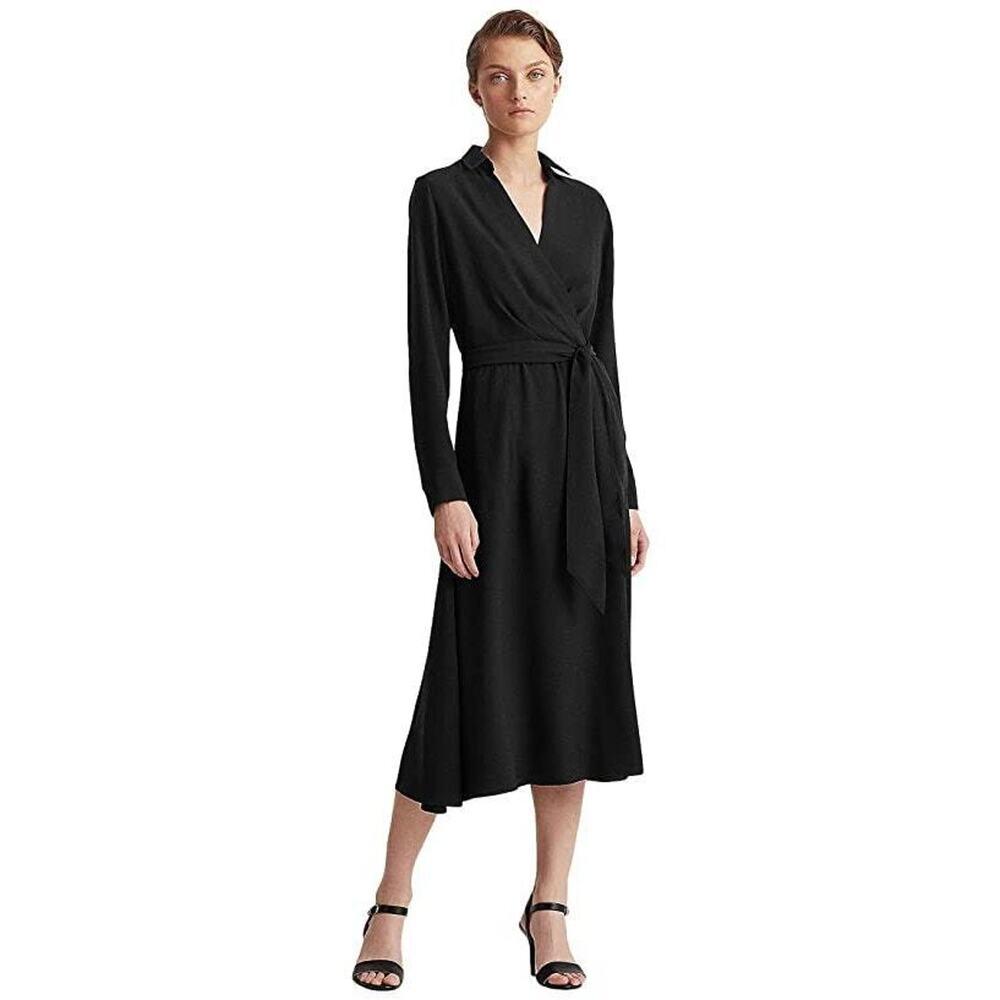 Ralph Lauren Women's Long Sleeve Day Dress, Black Size 8